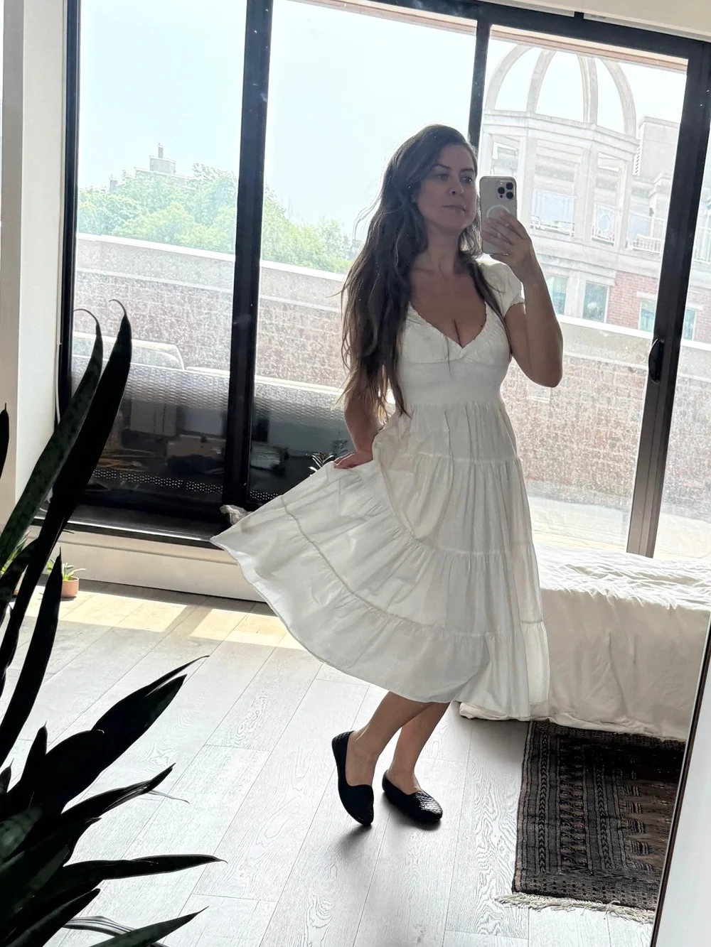 Danielle Bernstein Cotton Smocked Midi Dress - Picture 6 of 10